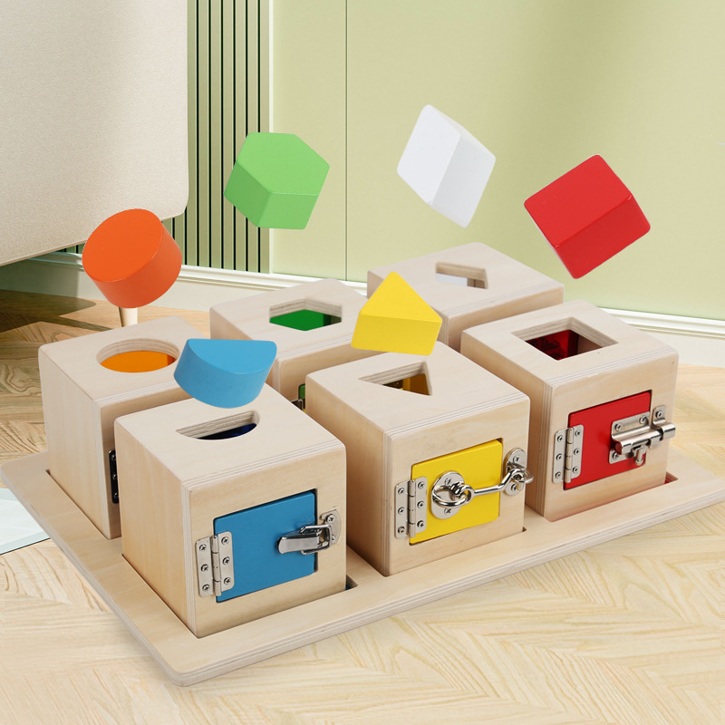 Classic New Design Wooden Six for Box Busy Box Educational Toy for 2 to 4 Years Old Kids Sensory Play CPC CE Certified