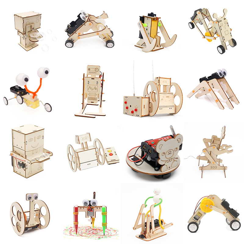 Popular Wooden Robotic Building Kit Steam Electric Projects Engineering Set Diy Stem Science Toy for School
