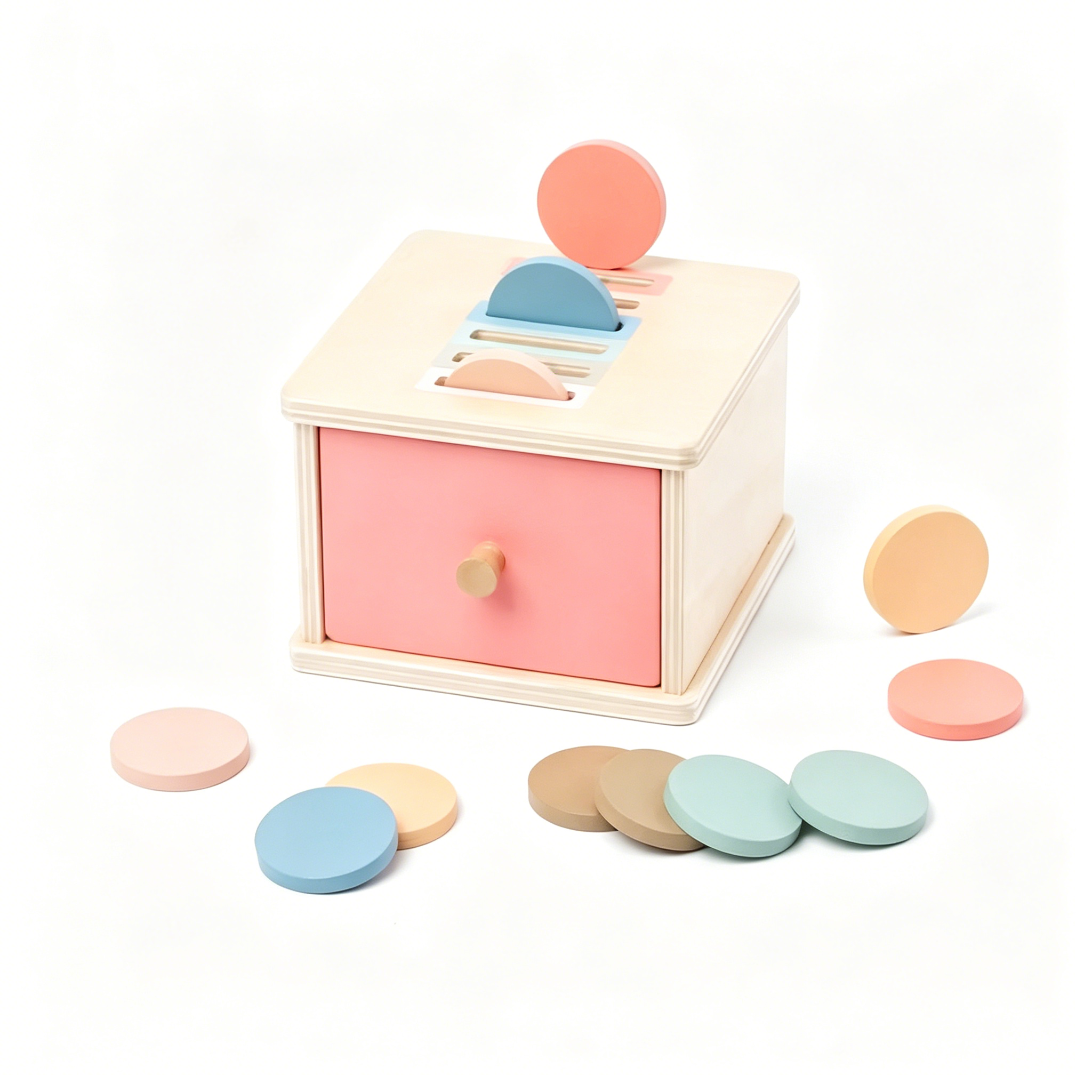 Montessori Wooden Busy Board Shape Matching Blocks Coin Box Games Educational Learning Toys for Kids Boys Girls