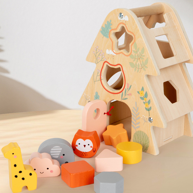 Cileowood Cartoon Animal-Shaped Wooden Sorter Educational Activity Center Kids Boys Girls Toy Intelligent EMatching Game