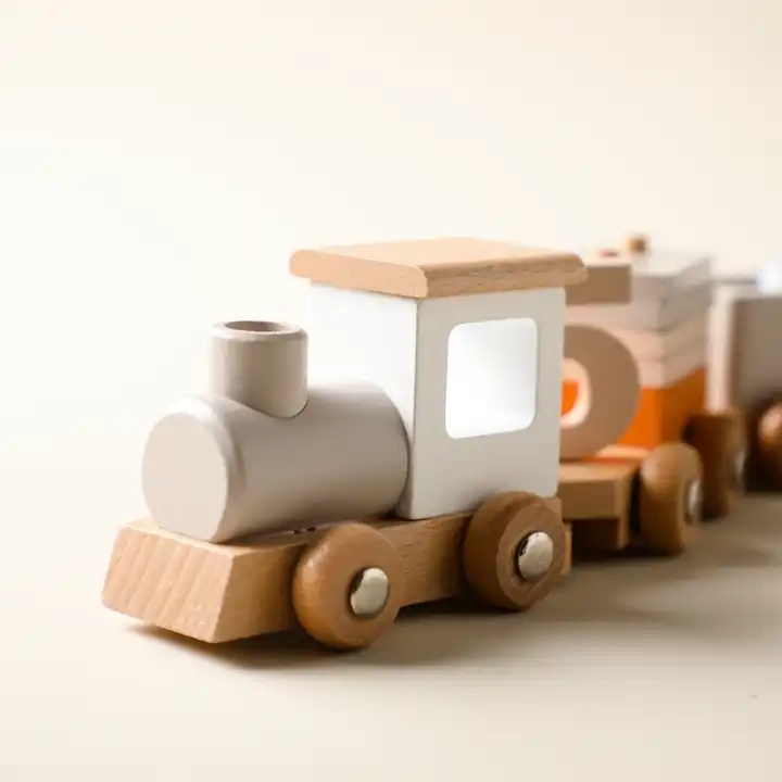 Wooden Number Train Building Blocks - Montessori-Inspired Stacking &amp; Counting Toy For Toddlers 1-5 Years, Birthday Gift