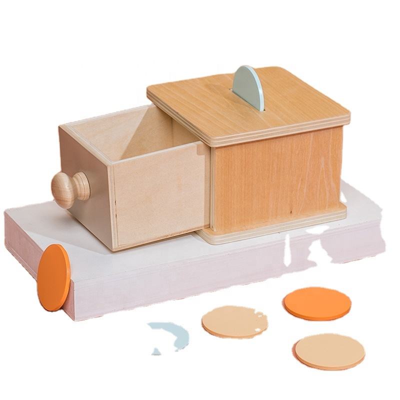 Montessori Coin Box Permanence Learning Math Wooden Toys for 4 Years Kids Preschool Iron Toy Educational Set