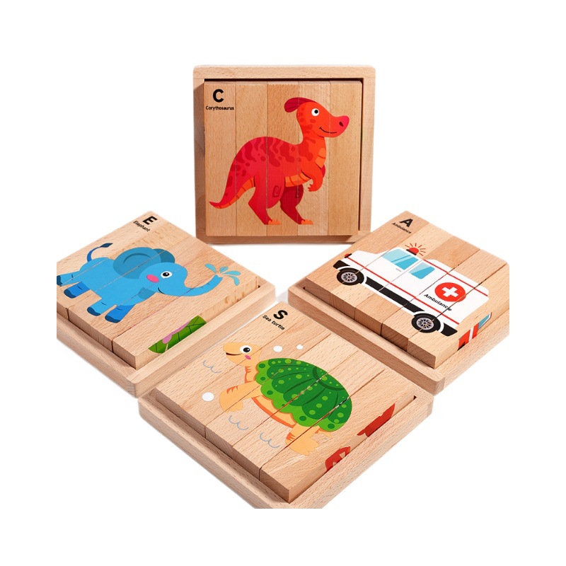 Children's DIY Wooden Alphabet Puzzle Blocks Kindergarten English Word Game Early Education Toy Boxed Strip Blocks For Kids