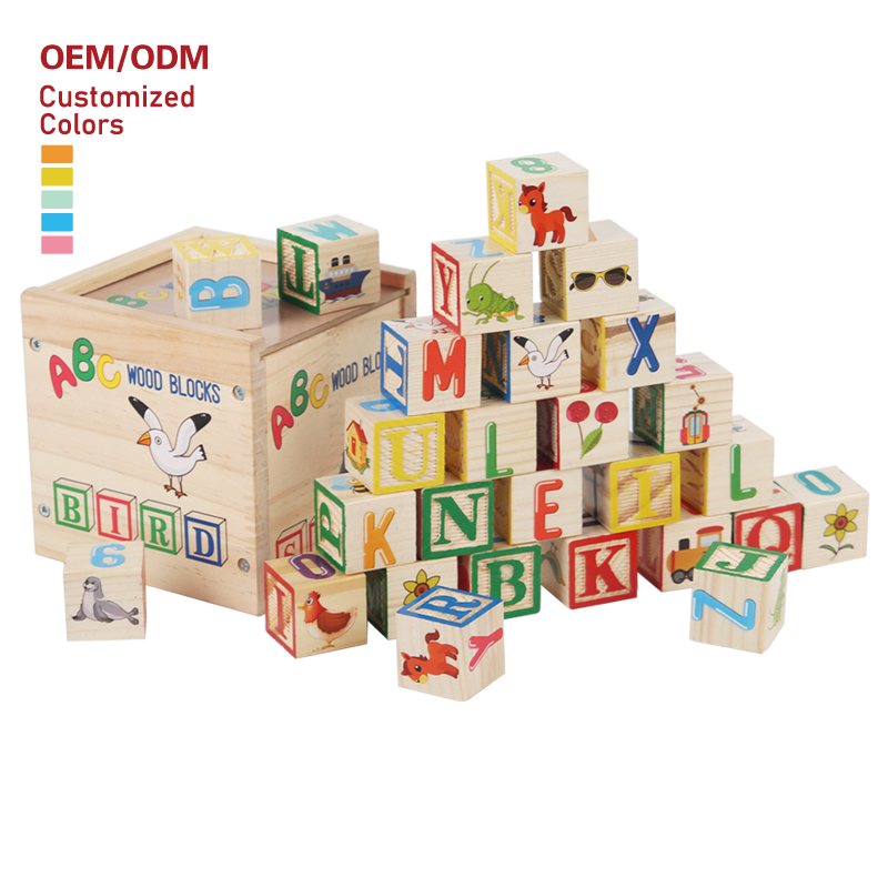 6 In1 Set ABC Letters DIY Wooden Toys Building Block Learning Shape Recognition Animal Cognition Juguetes for Kids Children