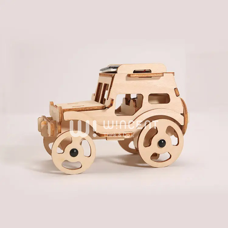 Wincent 3d Wooden Puzzle Solar Powered Car Off Road Diy Model Kit Stem Educational Toy Science Project Kids Gift