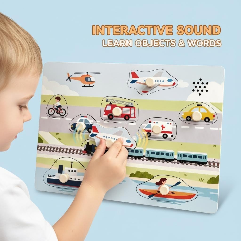 Animal Themed Design Wooden Jigsaw Puzzle Board Electronic with Sound Effect Cognition Educational Puzzle Toy for Children