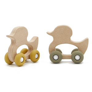 Hot Selling Wooden Toy Car Toy Cat Shape Sensory Teether Gifts BPA Free Baby Teether Toy