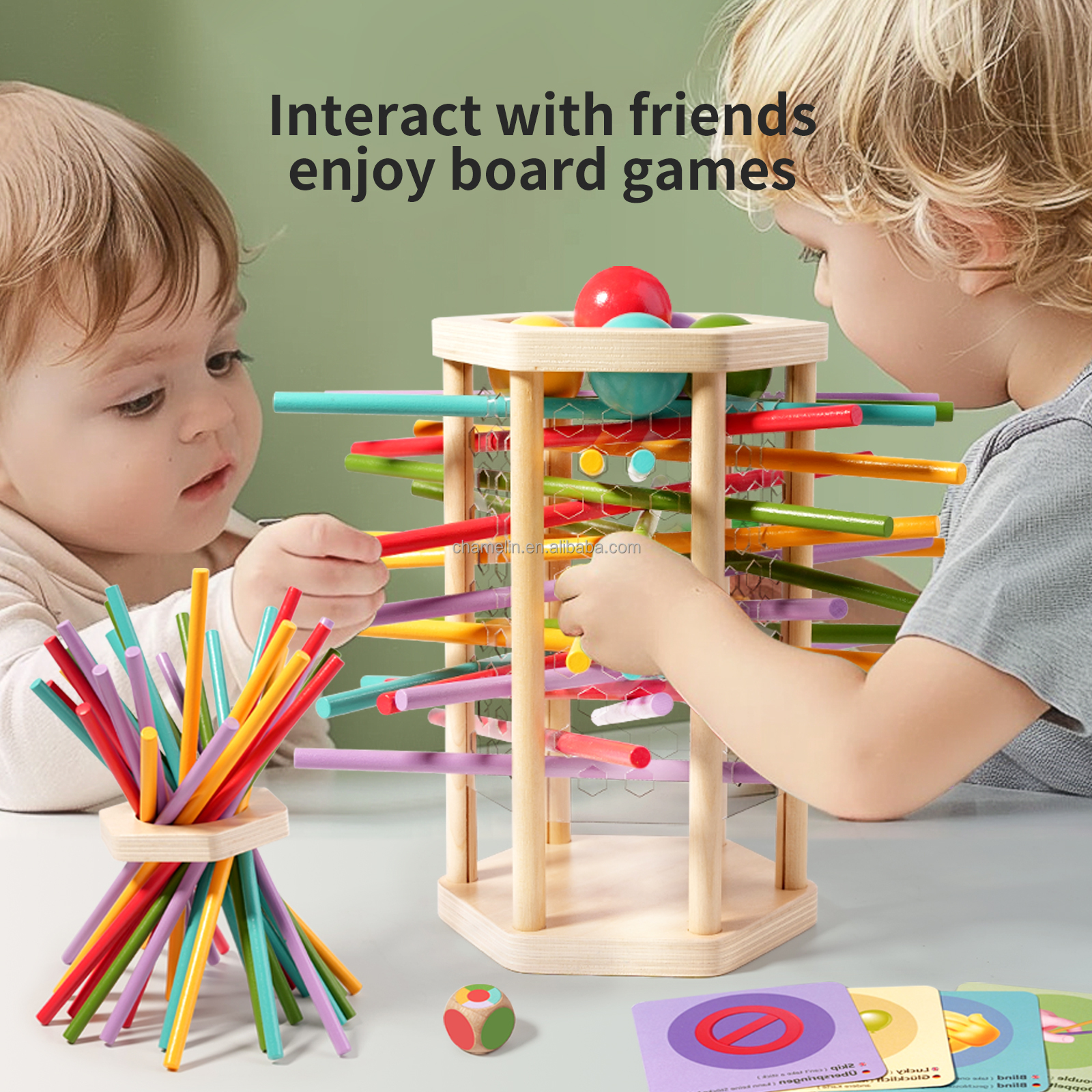 New Arrival Montessori Game Wooden Board Dice Games Classic Fun Kerplunk Games Colorful Stick Pulling Math Educational Toys
