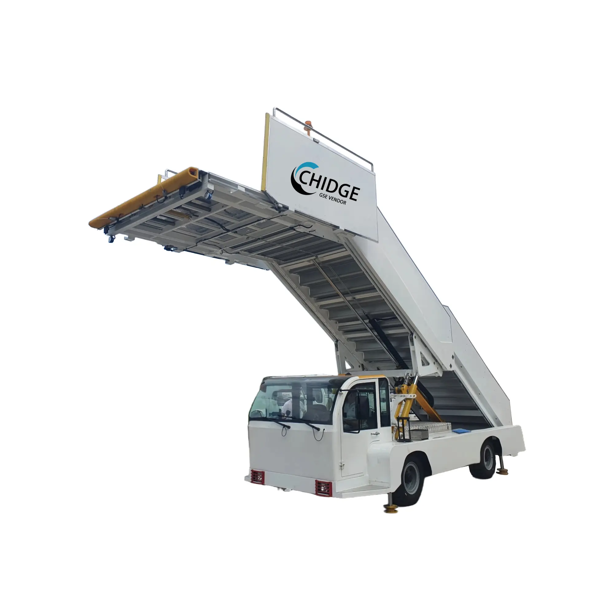 Commercial airline passenger boarding operations with GSE at international airport