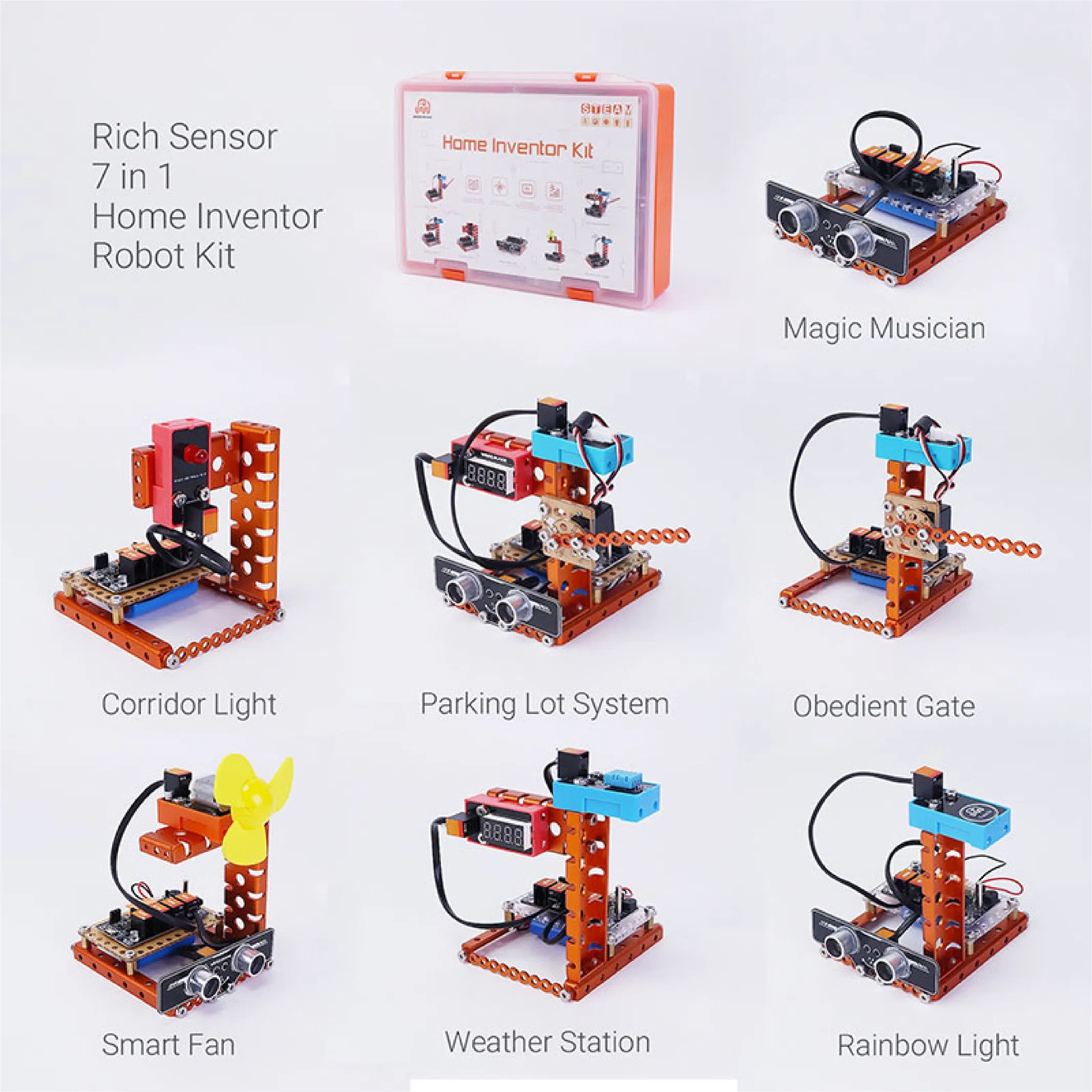 Versatile 7 in 1 Home Inventor Stem Metal Electronic Coding Robot Kit for Kids Learning