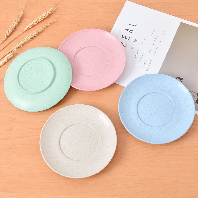 Cute Japanese-Inspired Wheat Straw Plate! Round, Great for Snacks—Makes Your Table Neat