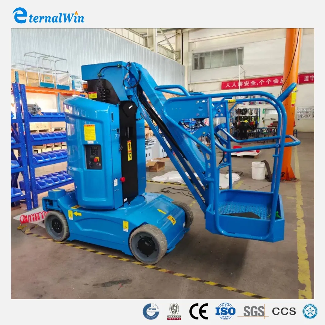Electric Work Platform Vertical with Rotating Arm for Confined Spaces Telescopic Lifting Mast