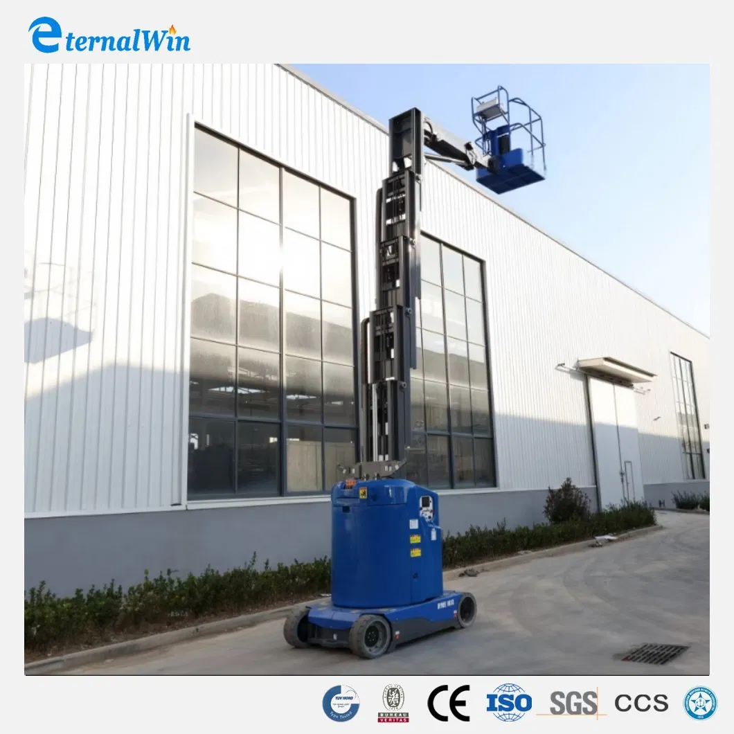 Electric Work Platform Vertical with Rotating Arm for Confined Spaces Telescopic Lifting Mast