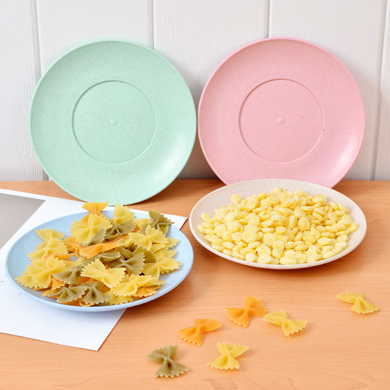 Cute Japanese-Inspired Wheat Straw Plate! Round, Great for Snacks—Makes Your Table Neat