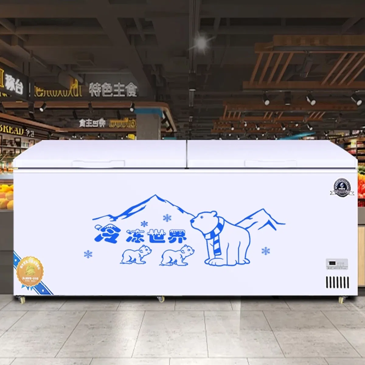 Low Energy Environmental Protection Chiller Commercial Chest Refrigerator Direct Cooling Top Open Showcase Deep Freezer for Ice-Cream Storage