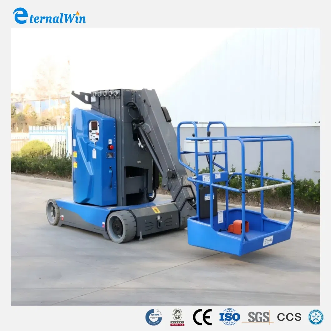 Electric Work Platform Vertical with Rotating Arm for Confined Spaces Telescopic Lifting Mast