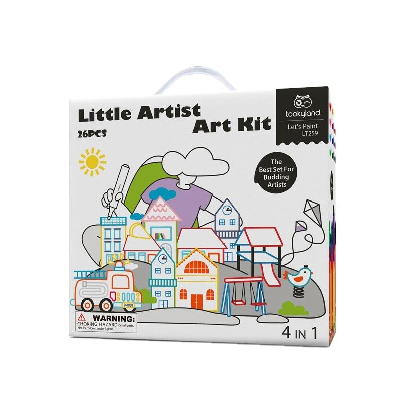Little Artist Art Kit with 12 Colors Washable Crayon, Washable Marker and 2 Coloring Book Kids Art Drawingset