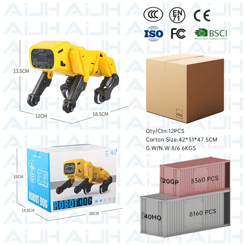 Aijh Electric Singing RC Robot Pets Programmable Smart Talking Gesture RC Stunt Dog Robot Toys for Kids