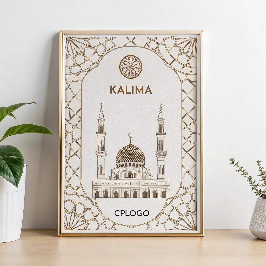 Customized Modern Metal Kalima Calligraphy Ancient Wood Wall Islamic Art