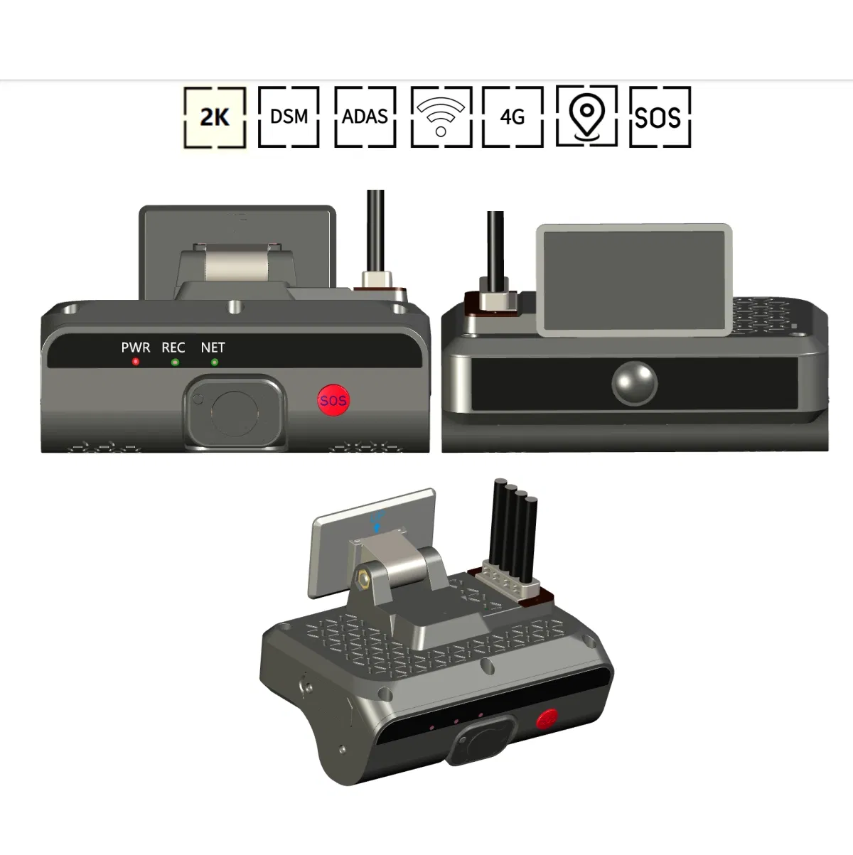 4G LTE Smart Vision Dashcam Dual Camera Ai Adas DMS Driver Face Recognition