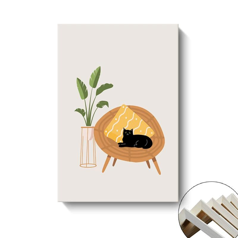 Home Decor Abstract Bohemian Painting Boho Canvas Geometric Pictures Artwork Minimalist Framed Canvas Wall Art