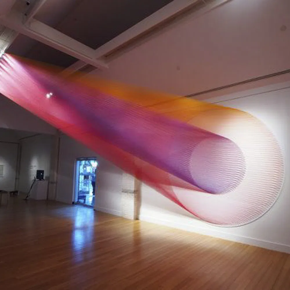 Colorful Wavy Wall - Mounted Art Installation for Interior Aesthetic Enhancement