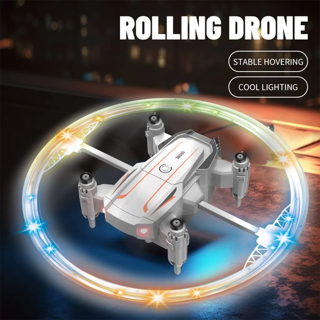 Kids Toy Remote Control Stunt Rolling Colorful Lighting Drone with Four Side Obstacle Avoidance 360 Degree Rotation and Night