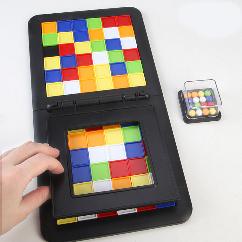 QS Toys Educational Family Board Game Intelligence Color Battle Cube for Kids Interactive Competitive Mobile Block Puzzle Toys