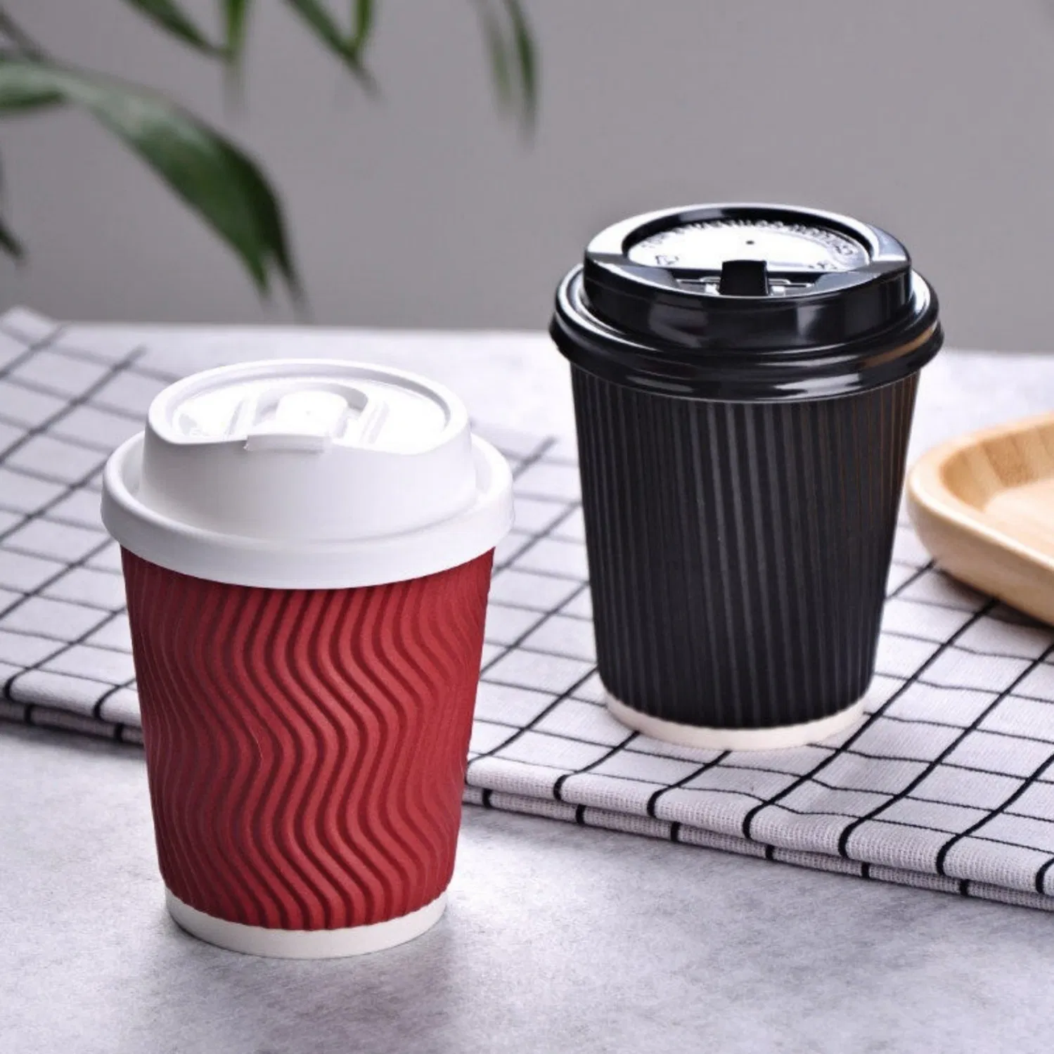 Luxury Embossed Corrugated Cups with Wallpaper Inspired Texture for High End Hotel Room Beverage Amenities