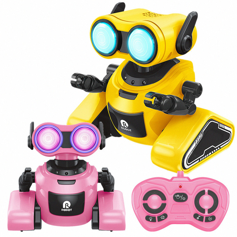 Aijh Remote Control Robot Toy Light Music Rotate Left and Right Movement Education RC Robot Toy for Kids