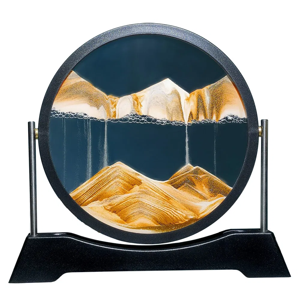 Creative Home Decoration Table - Moving Sand Art Picture, Round Glass 3D Sand Painting Art