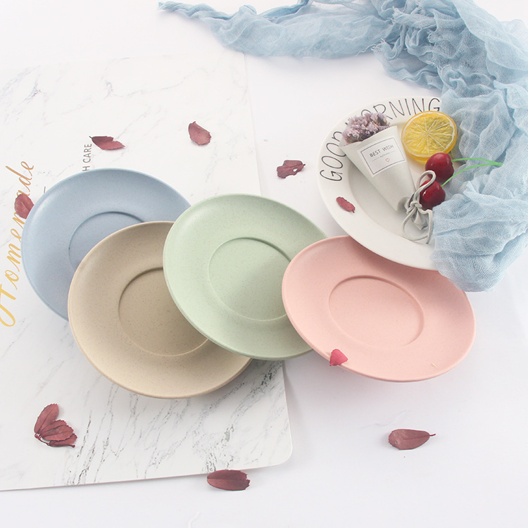 Cute Japanese-Inspired Wheat Straw Plate! Round, Great for Snacks—Makes Your Table Neat