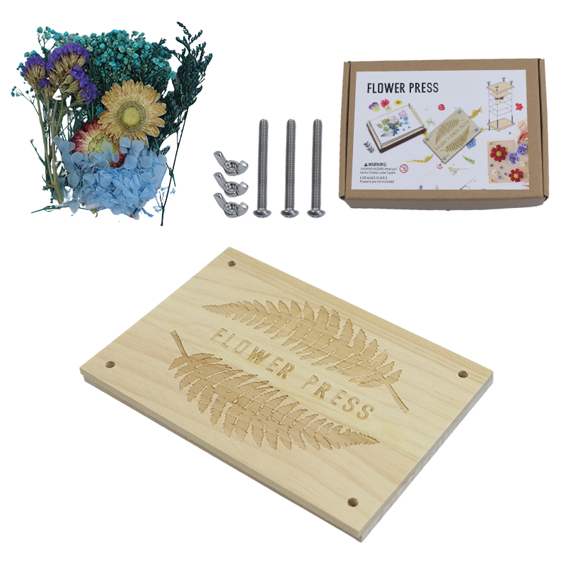 Allibaba DIY Hand Craft Leaf Leaves Dried Flower Press Custom Shaped Wooden Flower Pressing Kit