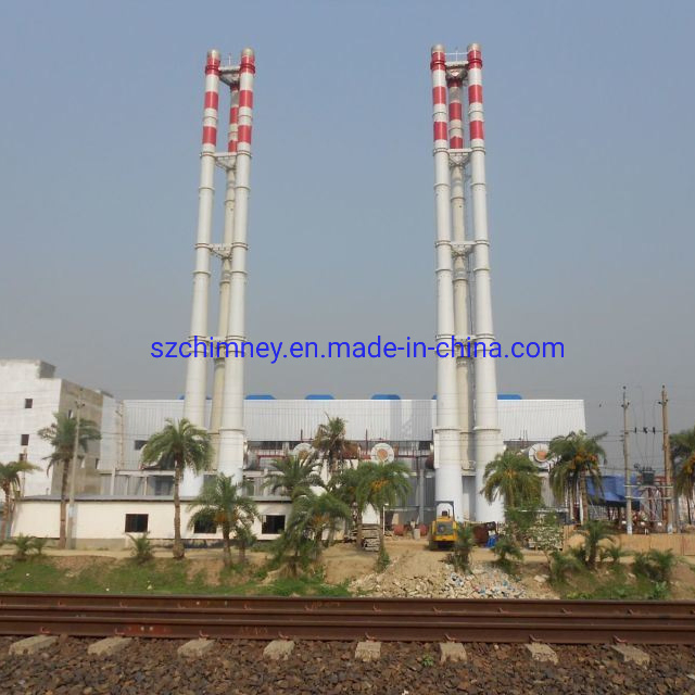 Rainbow Environmental 60m GRP Chimney Freestanding Single Wall Industrial Steel Chimney/Stack