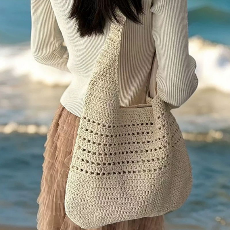 Cotton Shoulder Bag Ladies Crossbody Strap Large Capacity Summer 2025 Luxury Vintage-Inspired Chic Tote Bag for Women