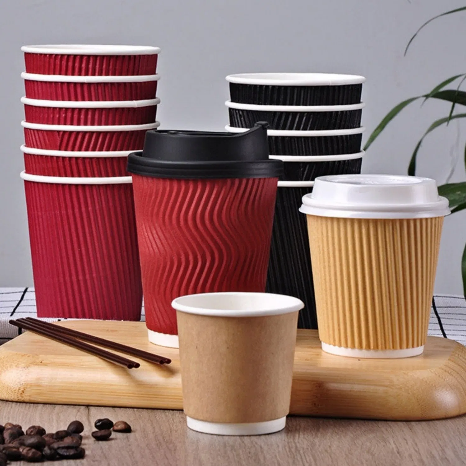 Luxury Embossed Corrugated Cups with Wallpaper Inspired Texture for High End Hotel Room Beverage Amenities