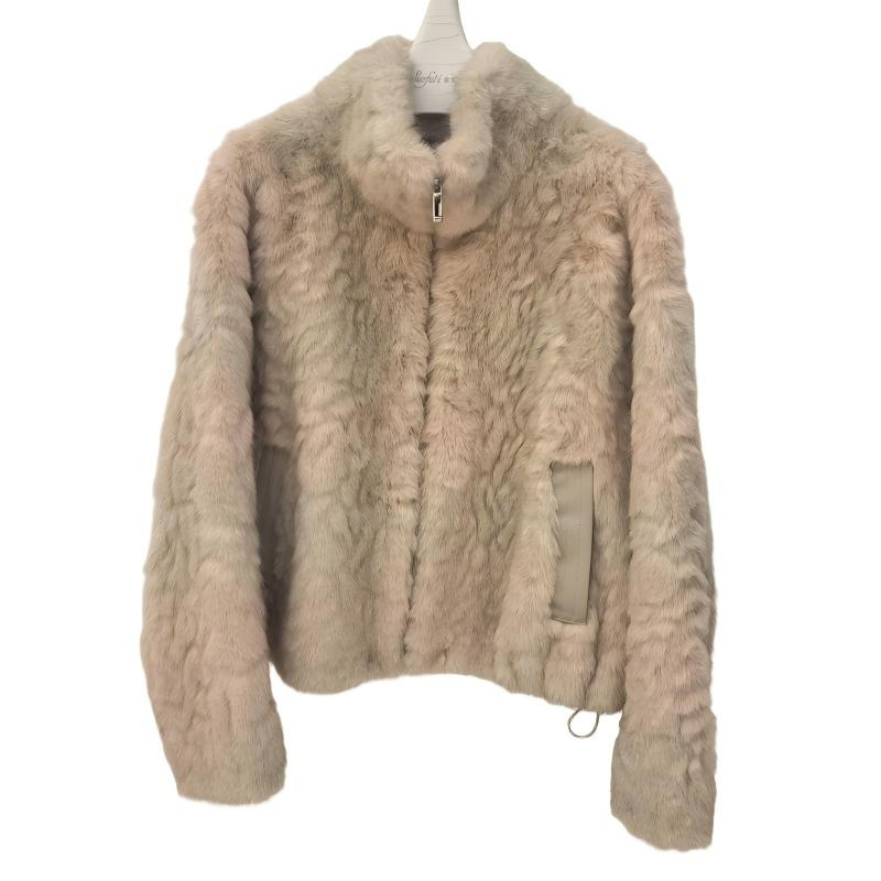 Short Faux Fur Coat with Designer-Inspired Collar and Natural Texture