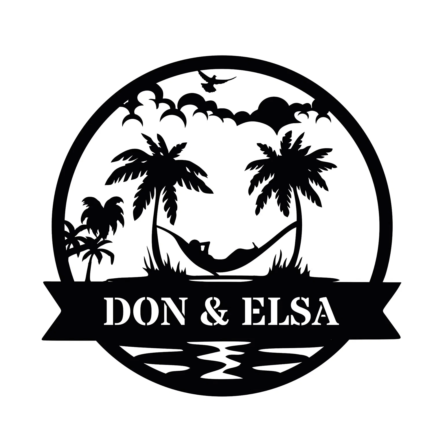 Customized Name Metal Wall Sign Aloha Wall Art for Beach House