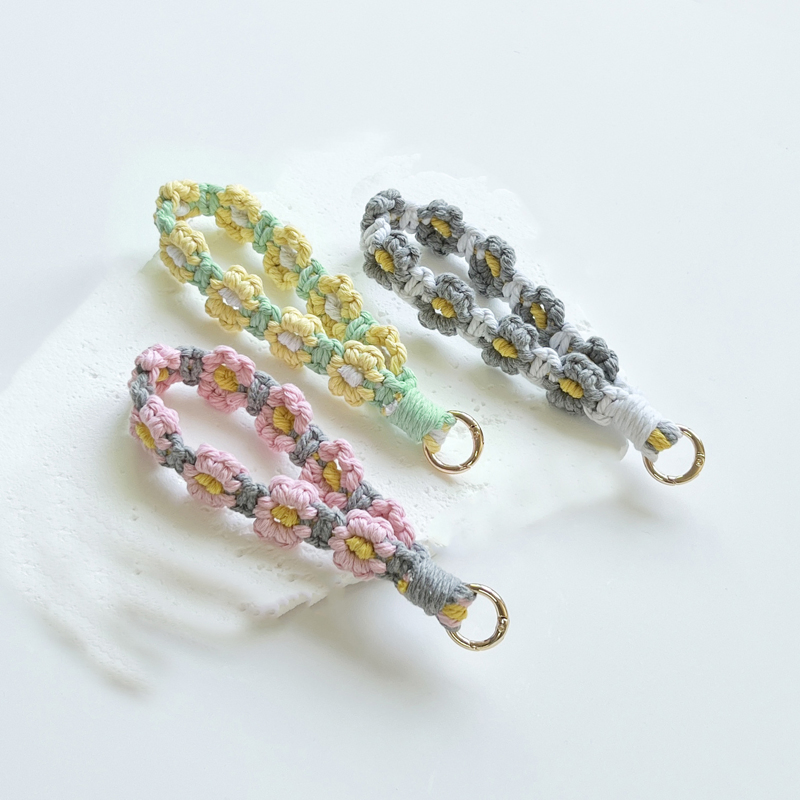 Wholesale High Quality Handmade Cotton Mobile Phone Straps Key Ring Women and Girls' Stylish Wrist Lanyard Inspired by Ins Style