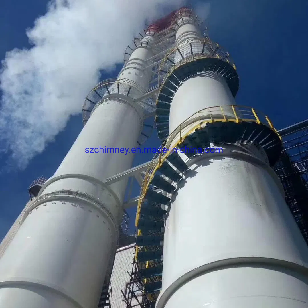 Rainbow Environmental 60m GRP Chimney Freestanding Single Wall Industrial Steel Chimney/Stack