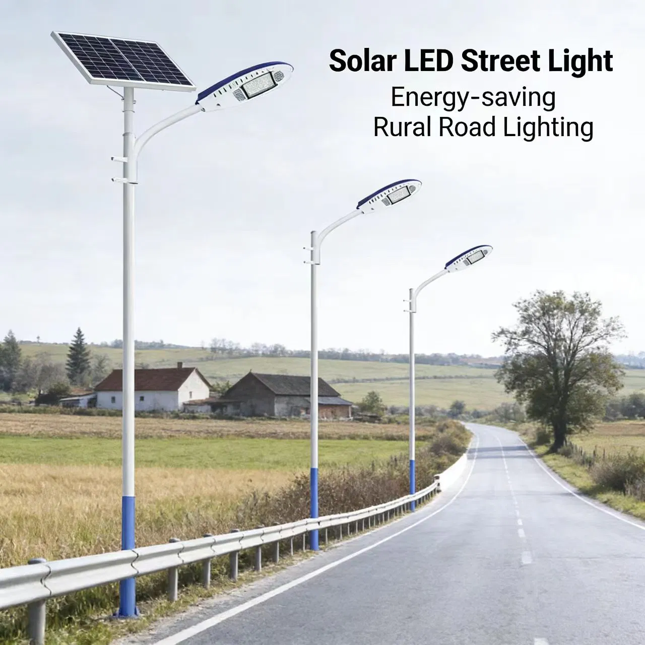 Blue-White Single Arm LED Street Light for Municipal &amp; Community Main Roads
