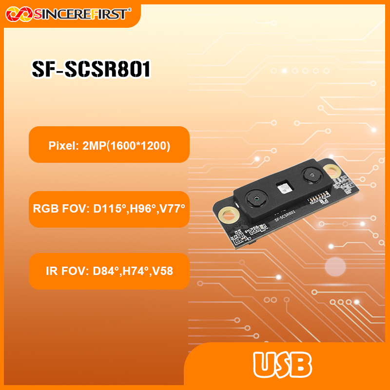 Robot Vision 3D Imaging CMOS Sensor 2MP Compact IR RGB USB UVC Camera Module for Ai Robot