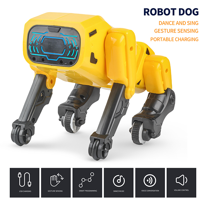 Aijh Electric Singing RC Robot Pets Programmable Smart Talking Gesture RC Stunt Dog Robot Toys for Kids