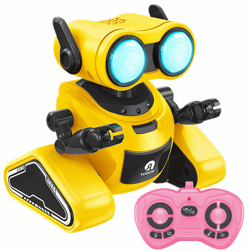 Aijh Remote Control Robot Toy Light Music Rotate Left and Right Movement Education RC Robot Toy for Kids