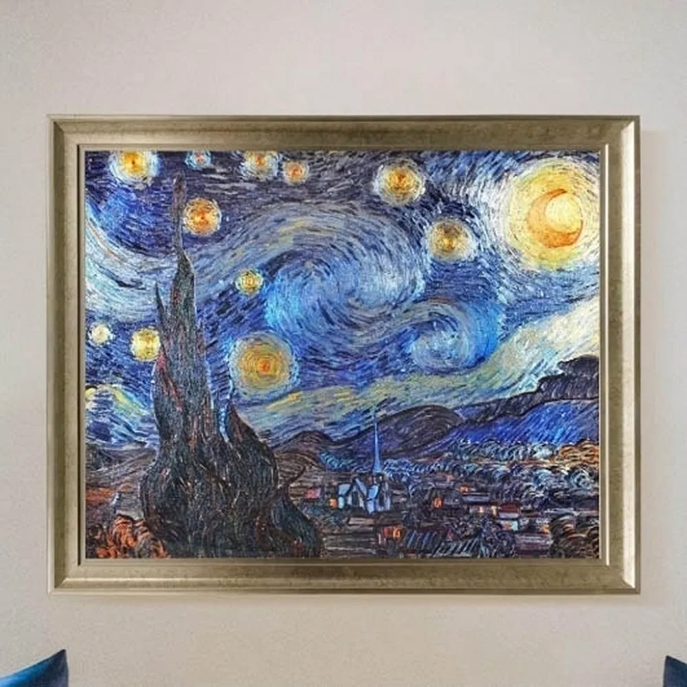 Starry Night Van Gogh Silver Wall Art Metal Intricate Decorative Art for Home &amp; Office