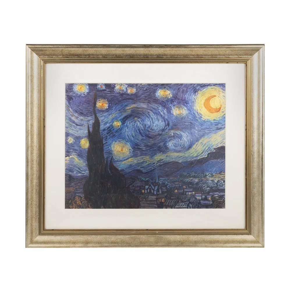 Starry Night Van Gogh Silver Wall Art Metal Intricate Decorative Art for Home &amp; Office