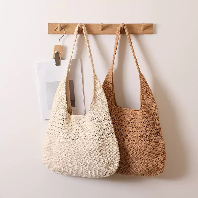 Cotton Shoulder Bag Ladies Crossbody Strap Large Capacity Summer 2025 Luxury Vintage-Inspired Chic Tote Bag for Women