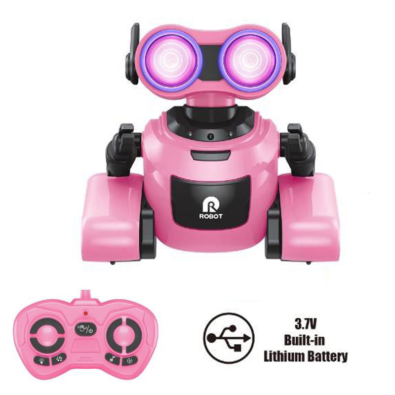Aijh Remote Control Robot Toy Light Music Rotate Left and Right Movement Education RC Robot Toy for Kids
