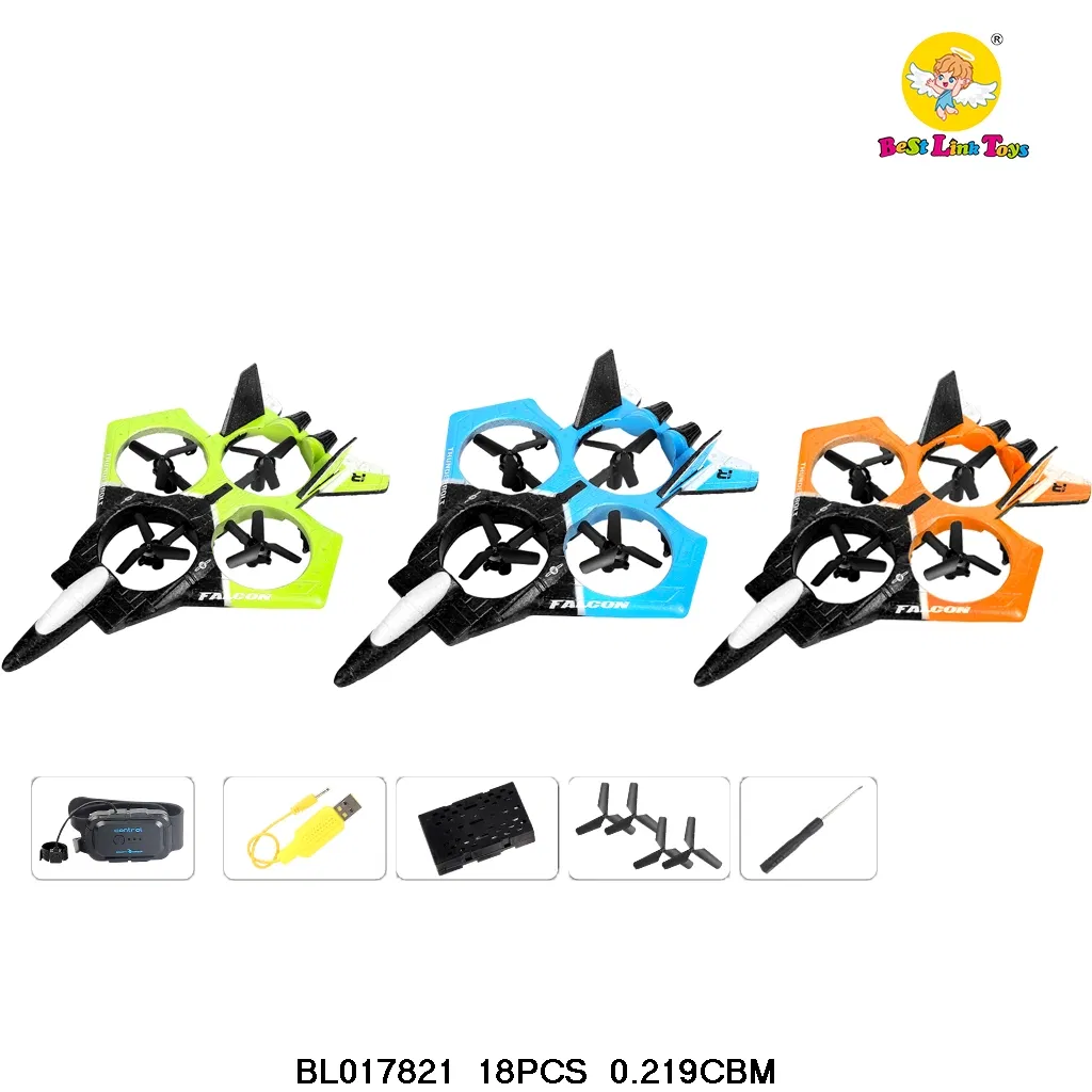 RC Drone Kids Children Toys Gravity Induction Foam Remote Control Plane Warplane with Light