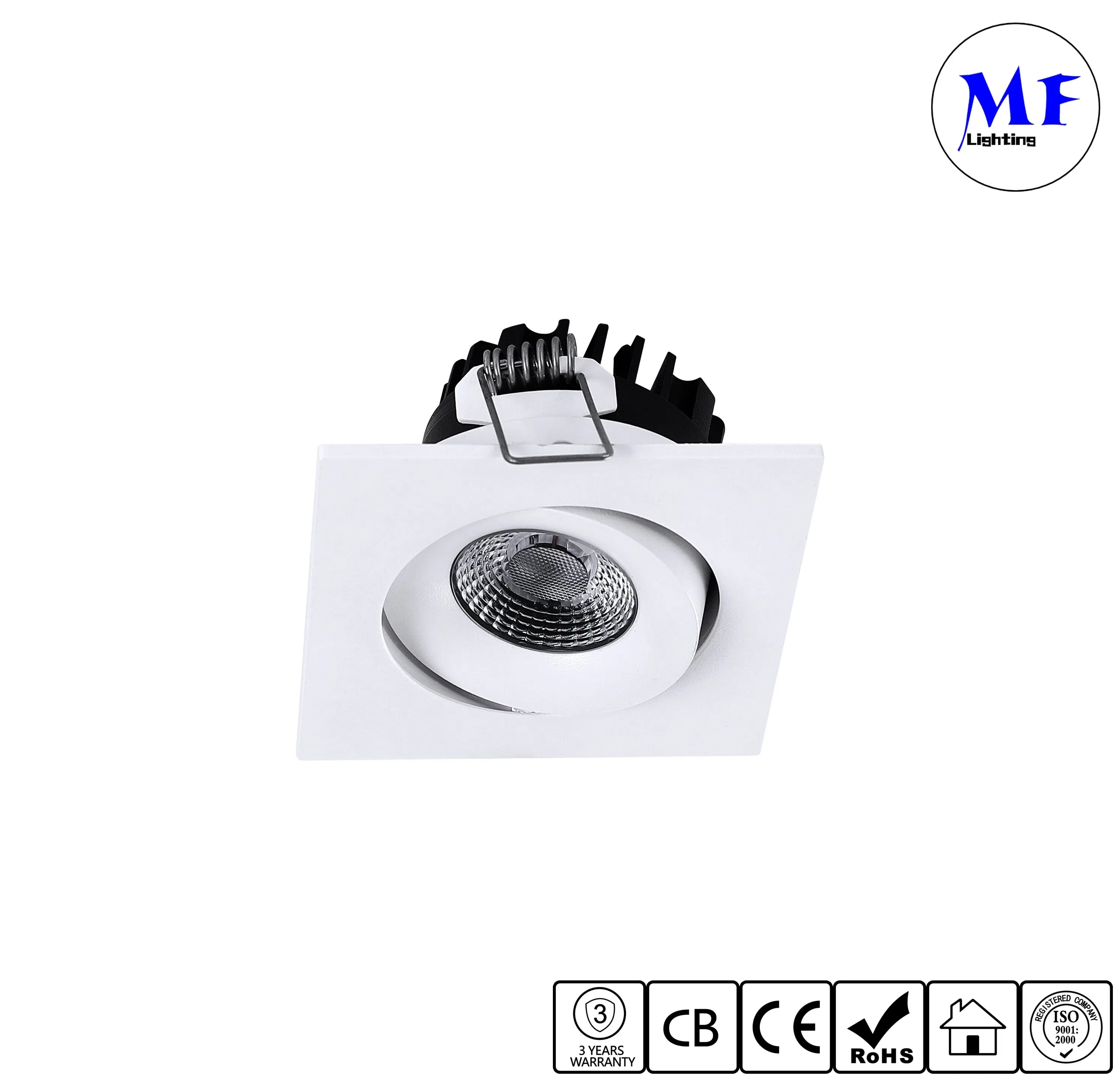 Factory Price 7W IP54 High CRI Aluminum Housing Square Recessed Downlight Interior Lighting LED Ceiling Down Light